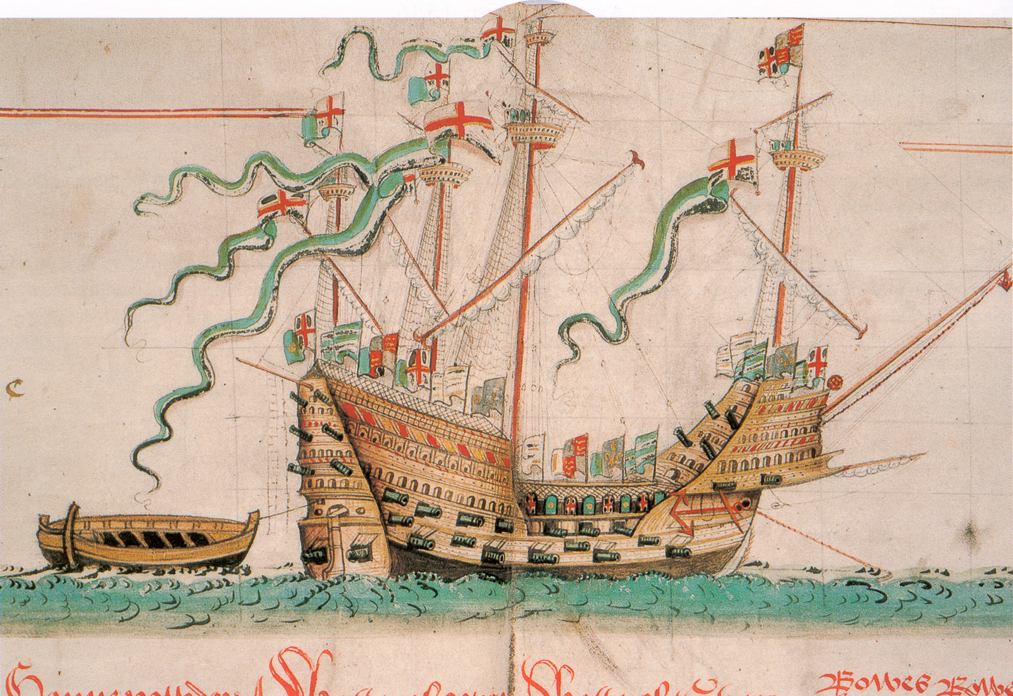 Illustration of the Mary Rose from the Anthony Roll
